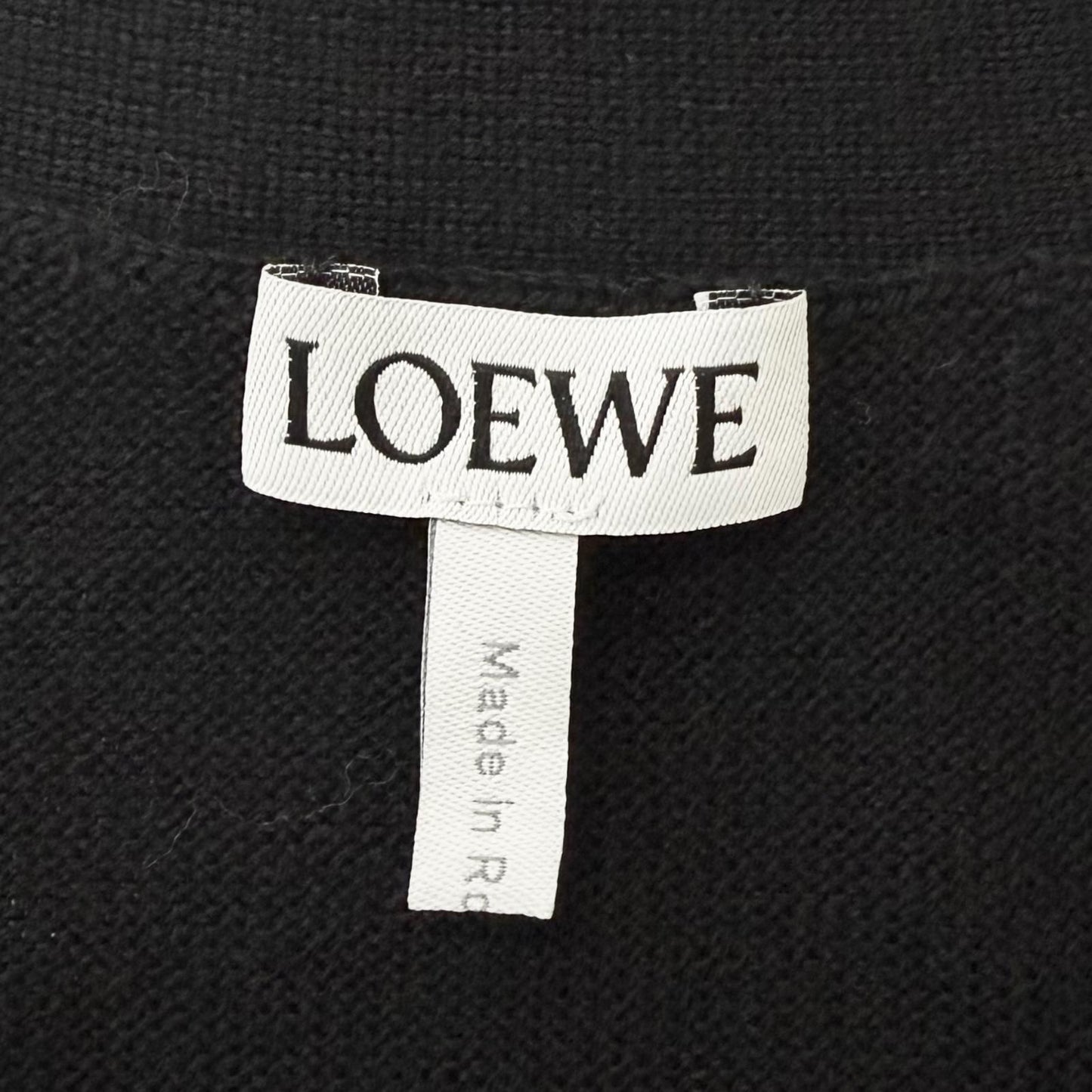 Loewe Wool Anagram Logo Embroidery Lightweight Knit Cardigan Black — view 7