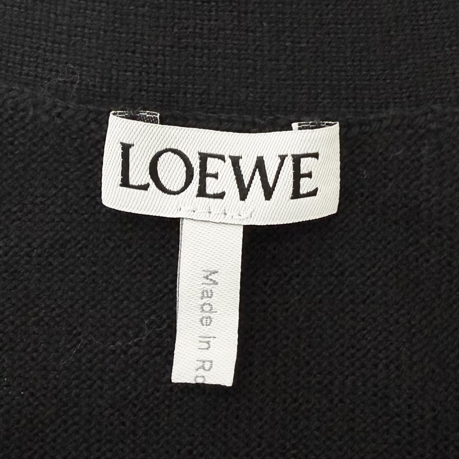 Loewe Wool Anagram Logo Embroidery Lightweight Knit Cardigan Black — view 7
