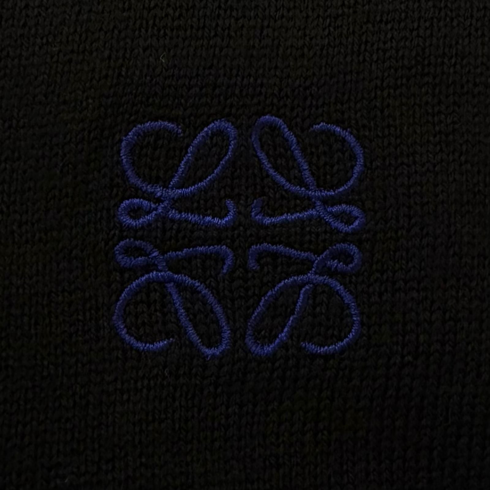 Loewe Wool Anagram Logo Embroidery Lightweight Knit Cardigan Black — view 5
