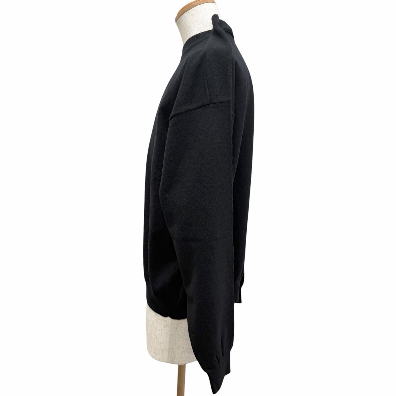 Balenciaga BB Logo Embroidery Crew Neck Oversize Sweater Black — view 4
