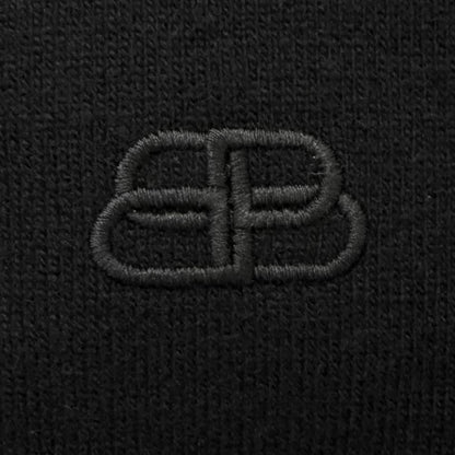 Balenciaga BB Logo Embroidery Crew Neck Oversize Sweater Black — view 6