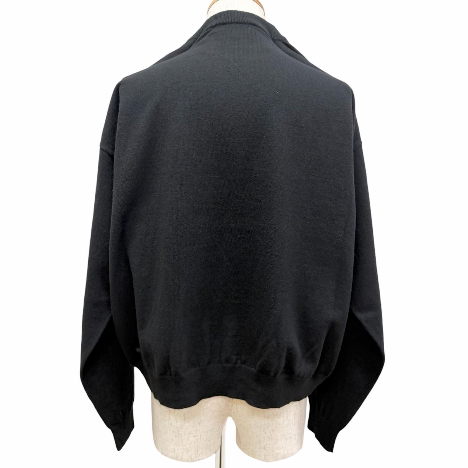Balenciaga BB Logo Embroidery Crew Neck Oversize Sweater Black — view 5