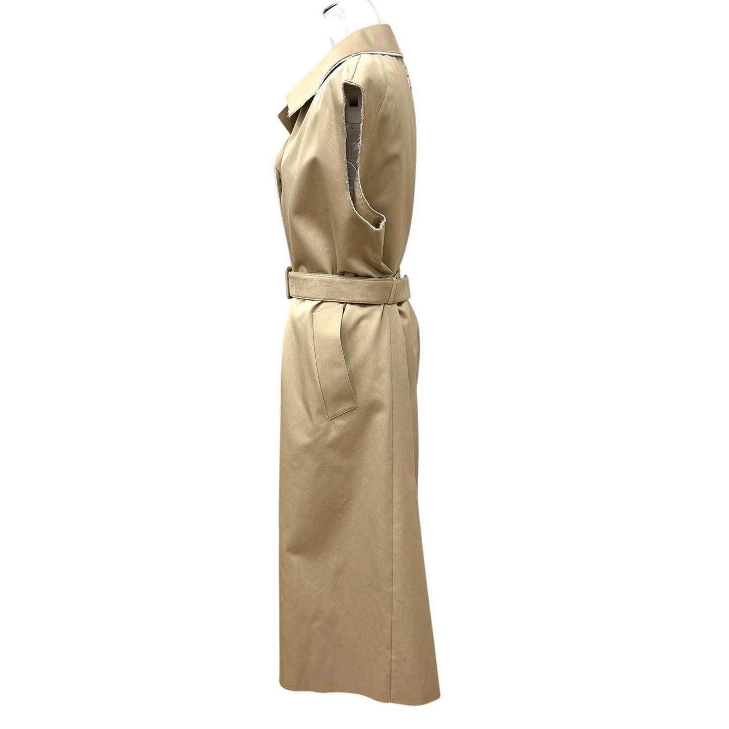Miu Miu Cotton 100% Belt Logo Patch Cutoff Sleeveless Coat Beige 40 Hanger — view 2
