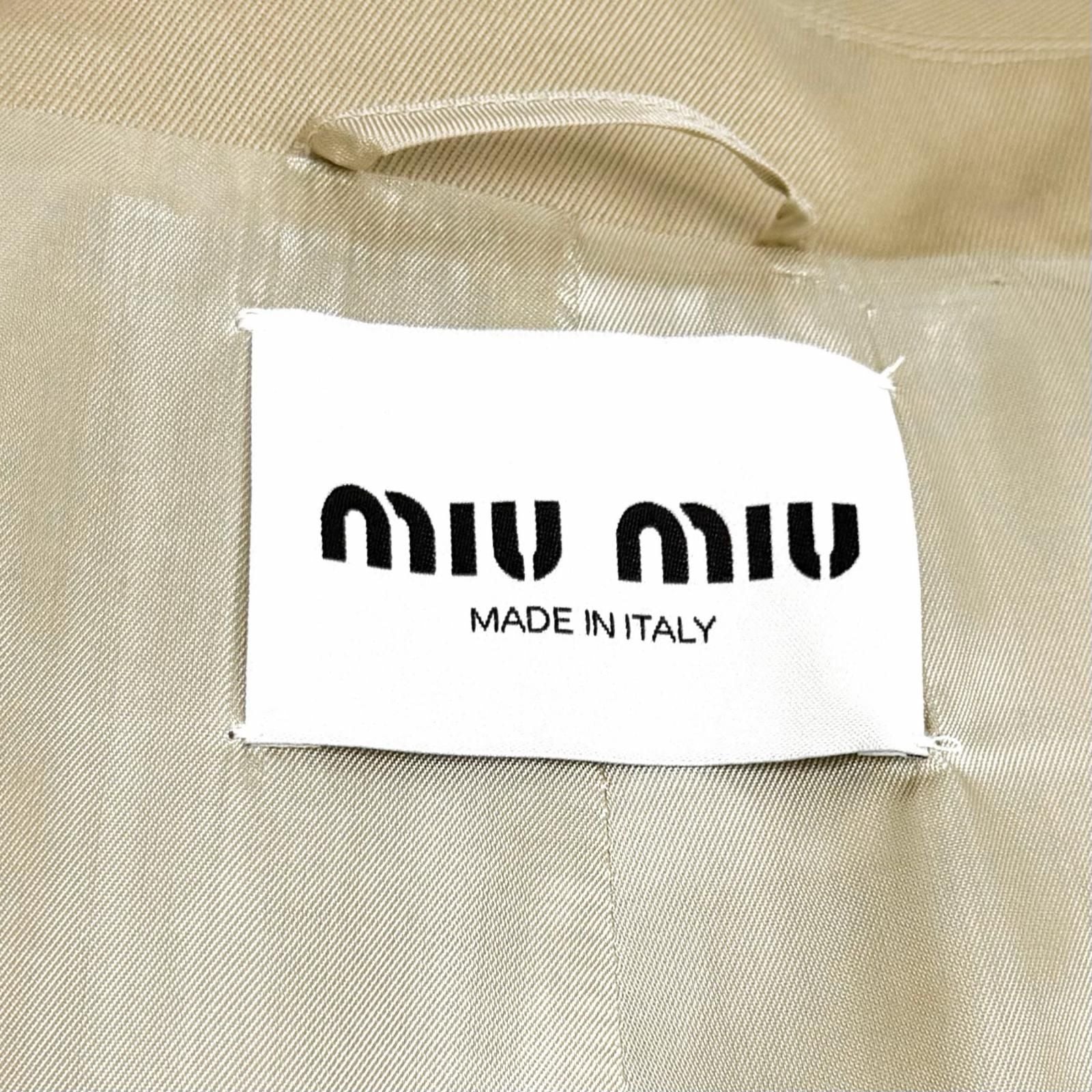 Miu Miu Cotton 100% Belt Logo Patch Cutoff Sleeveless Coat Beige 40 Hanger — view 7