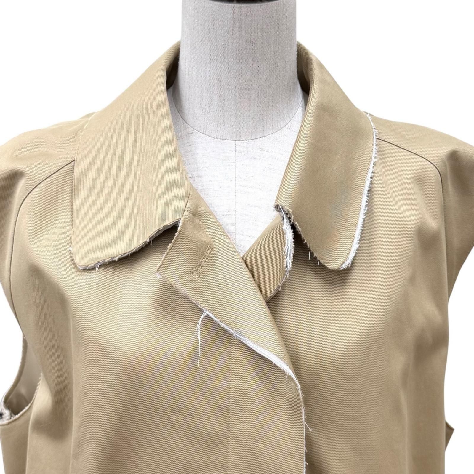 Miu Miu Cotton 100% Belt Logo Patch Cutoff Sleeveless Coat Beige 40 Hanger — view 4