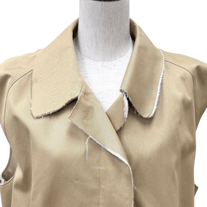 Miu Miu Cotton 100% Belt Logo Patch Cutoff Sleeveless Coat Beige 40 Hanger — view 4