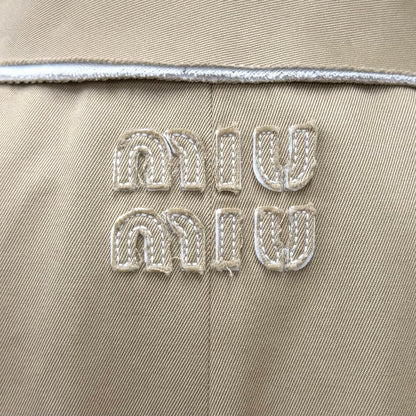 Miu Miu Cotton 100% Belt Logo Patch Cutoff Sleeveless Coat Beige 40 Hanger — view 6