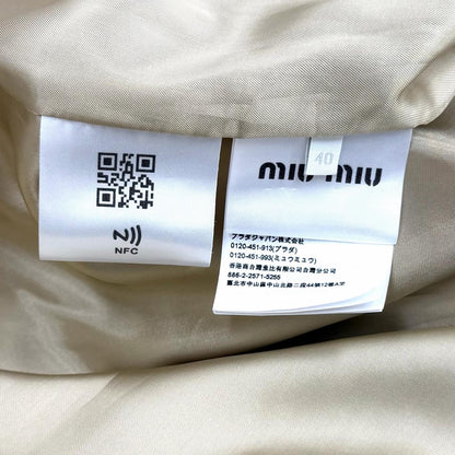 Miu Miu Cotton 100% Belt Logo Patch Cutoff Sleeveless Coat Beige 40 Hanger — view 8