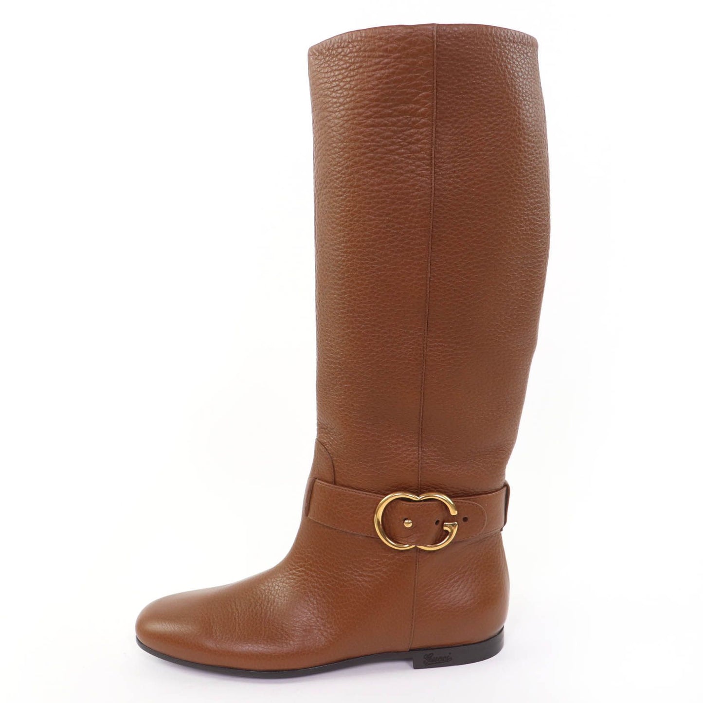 Gucci GG Leather Long Boots Brown Gold — view 5