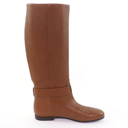 Gucci GG Leather Long Boots Brown Gold — view 6