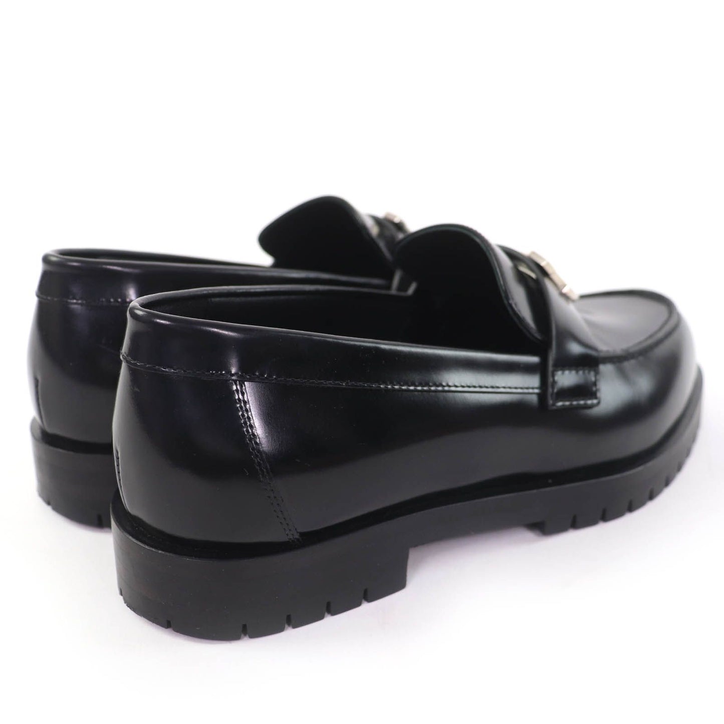 Hermes Moccasins Faubourg Constance Silver Leather Loafers Black — view 2
