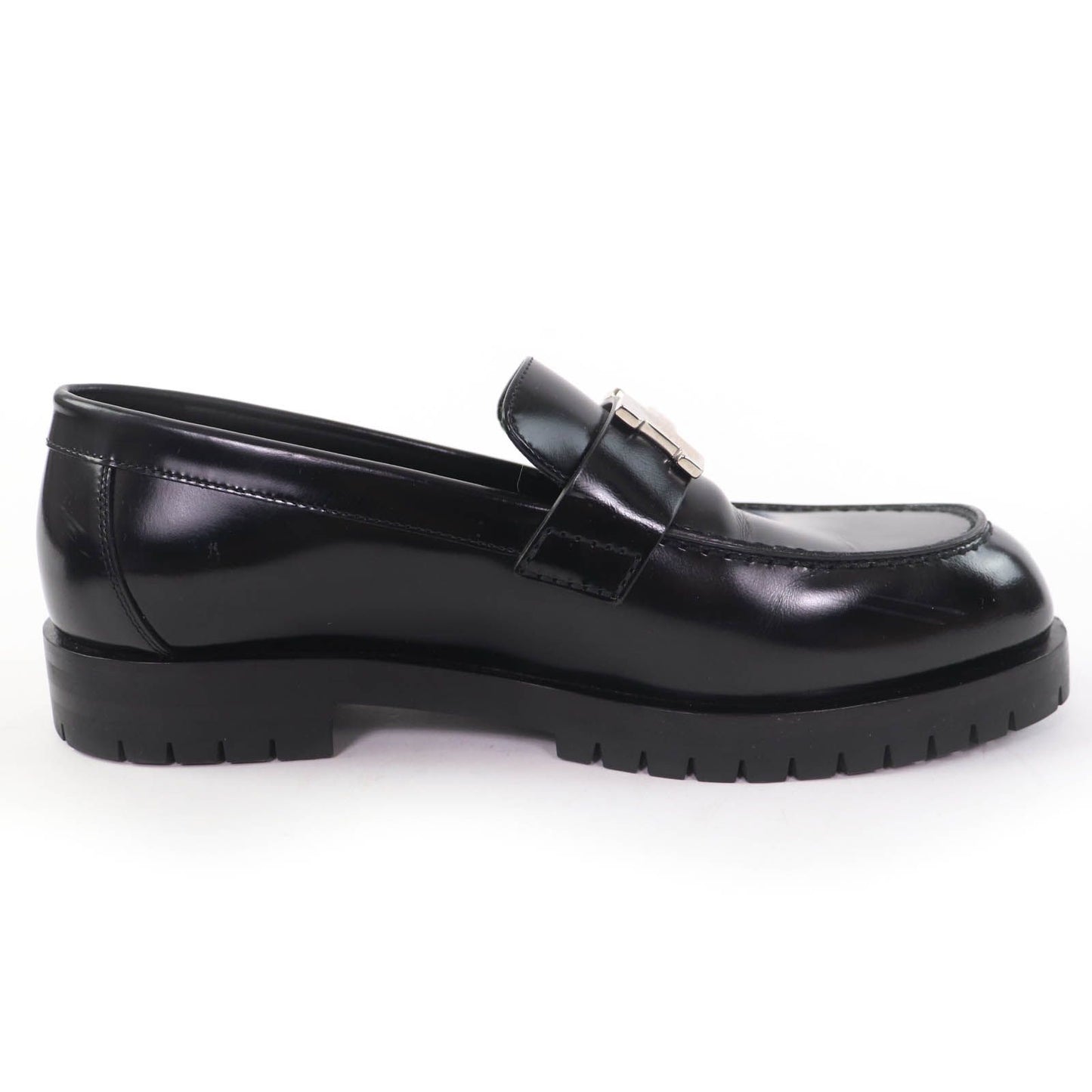 Hermes Moccasins Faubourg Constance Silver Leather Loafers Black — view 5