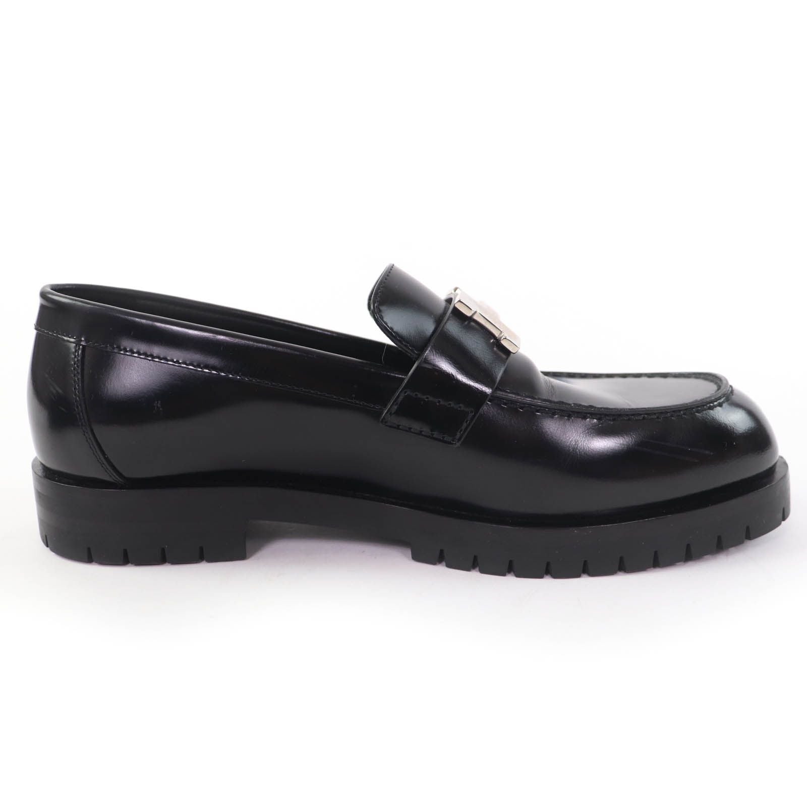 Hermes Moccasins Faubourg Constance Silver Leather Loafers Black — view 5