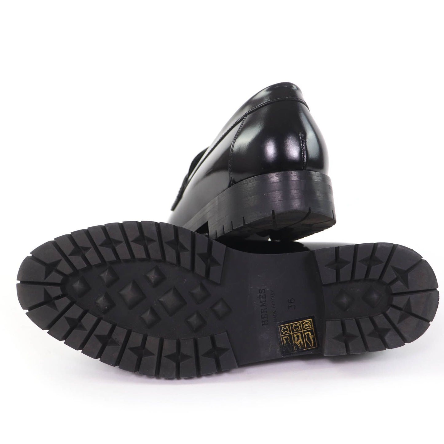 Hermes Moccasins Faubourg Constance Silver Leather Loafers Black — view 6