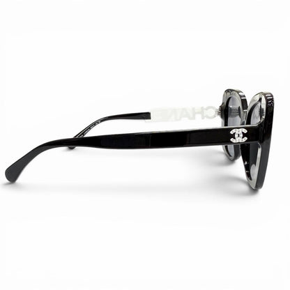 Chanel CC Logo Rhinestone Sunglasses Black White Demo Lens Eyewear — view 5