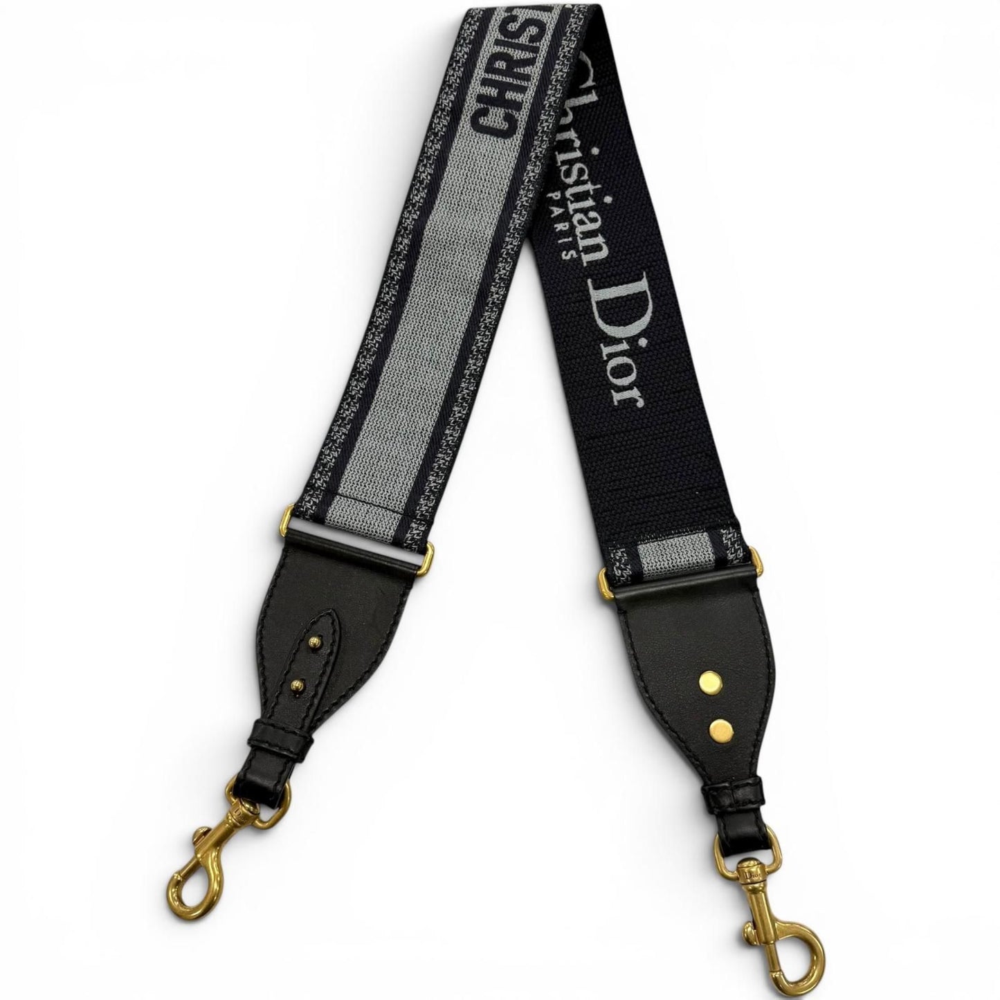 Dior Canvas Leather Embroidered Shoulder Strap Navy Gray Gold