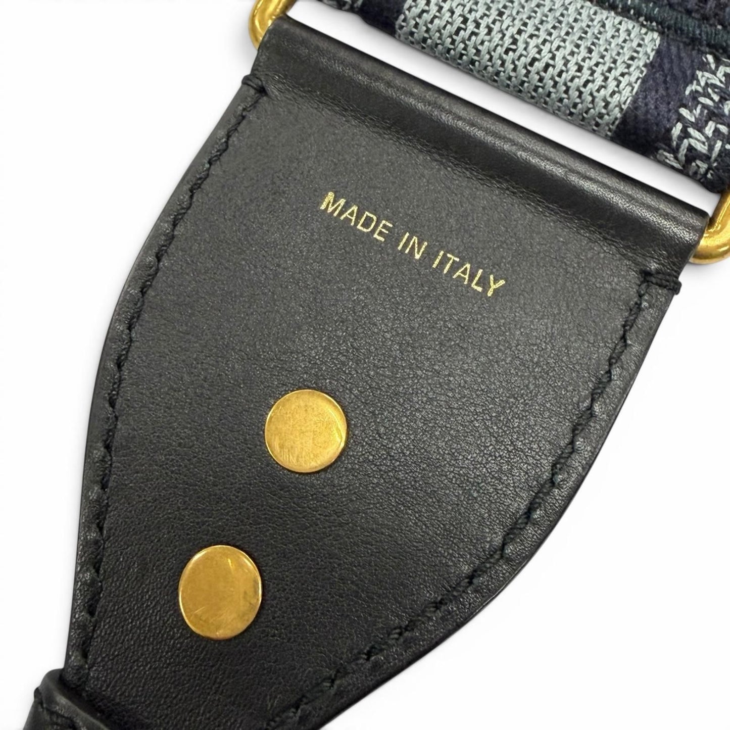 Dior Canvas Leather Embroidered Shoulder Strap Navy Gray Gold — view 5