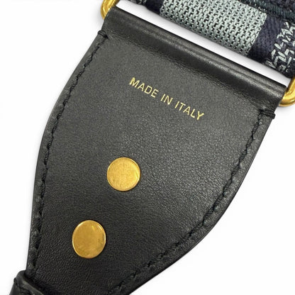 Dior Canvas Leather Embroidered Shoulder Strap Navy Gray Gold — view 5