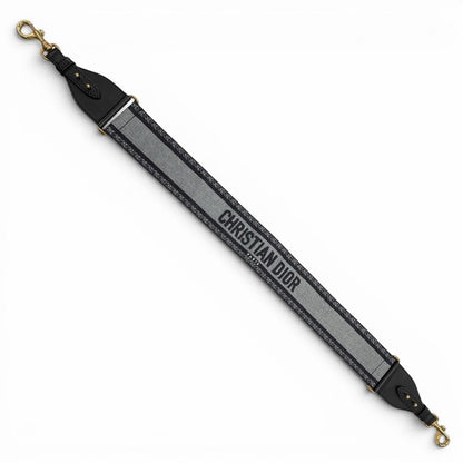 Dior Canvas Leather Embroidered Shoulder Strap Navy Gray Gold — view 2