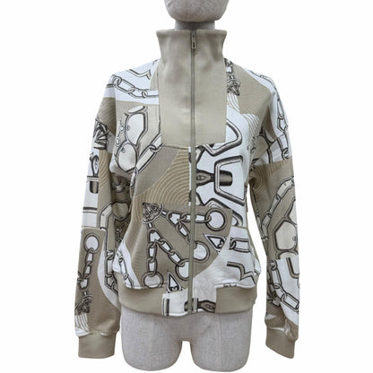 Hermes Kaleidoscope Effect Cotton 100% Jacket Beige 38