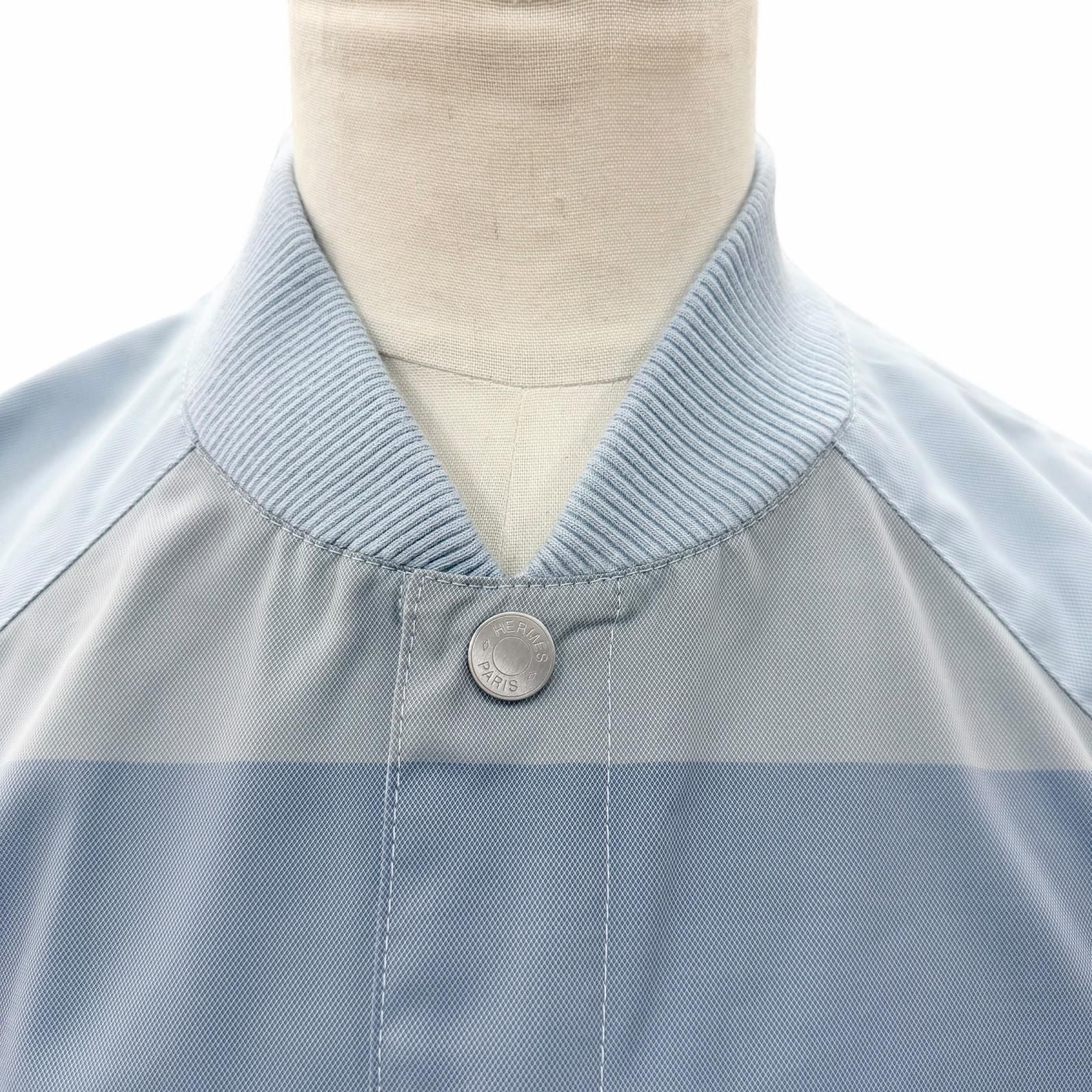 Hermes Bords Cotes Cambridge Striped Pattern Series Button Jacket Light Blue 50 — view 2