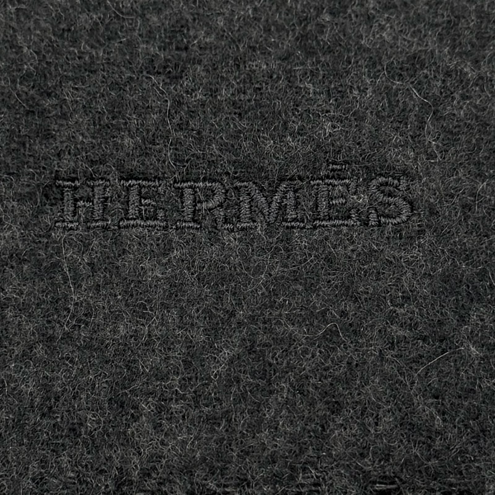 Hermes Tet a Tet Equestre Cashmere Hose Fringe Scarf Shawl Charcoal Gray — view 7