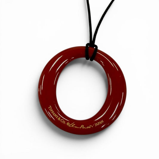 Tiffany & Co Elsa Peretti Seviana Necklace Silk Cord Red Black