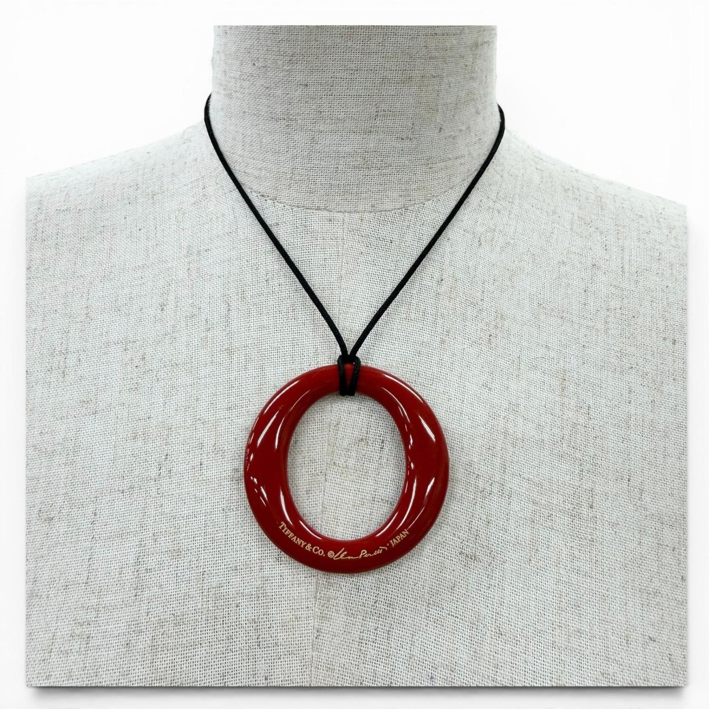 Tiffany & Co Elsa Peretti Seviana Necklace Silk Cord Red Black — view 4