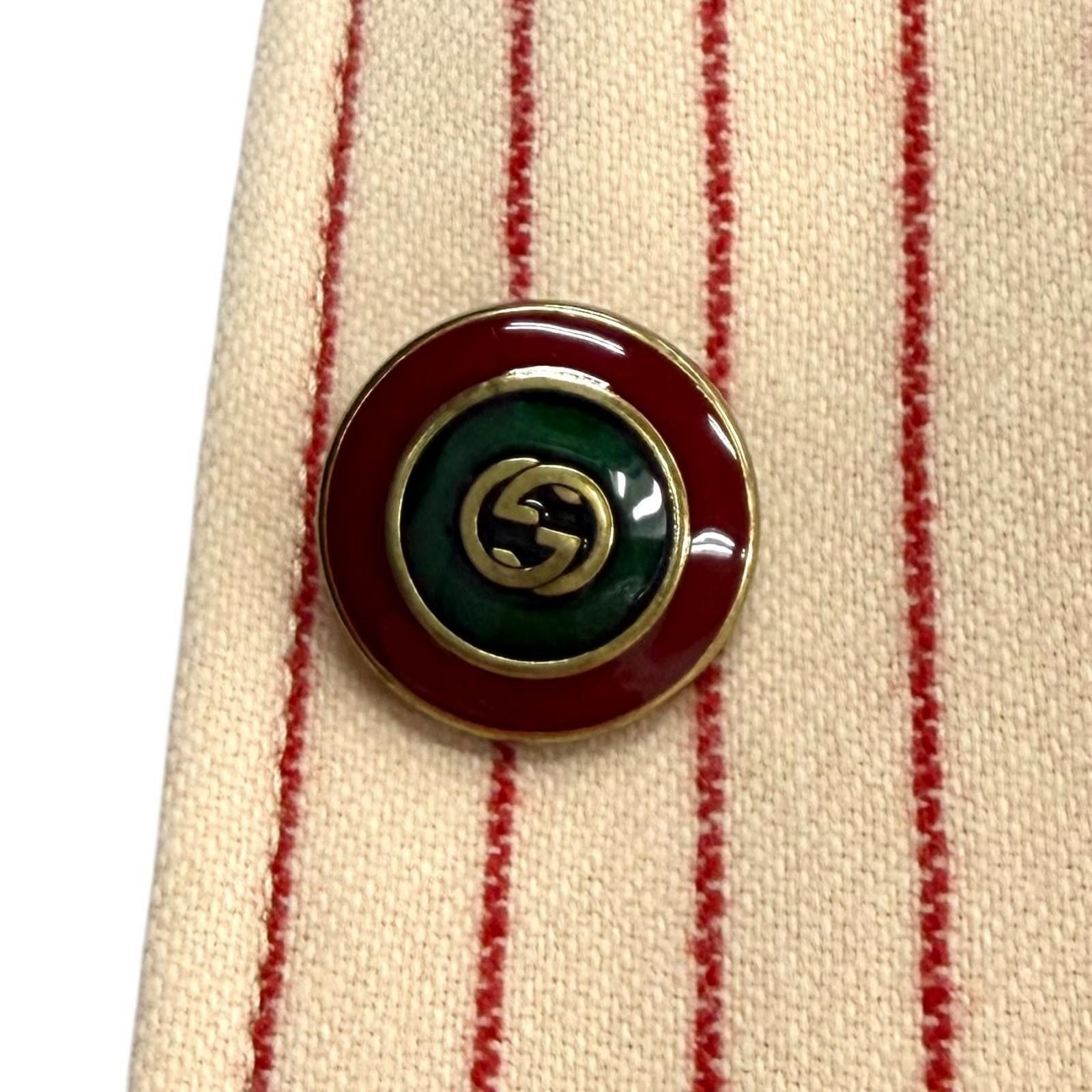 Gucci New York Yankees Wool Interlocking Striped Jacket Beige Red 40 — view 6