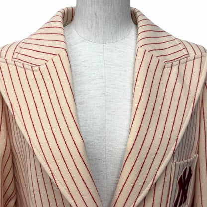 Gucci New York Yankees Wool Interlocking Striped Jacket Beige Red 40 — view 4