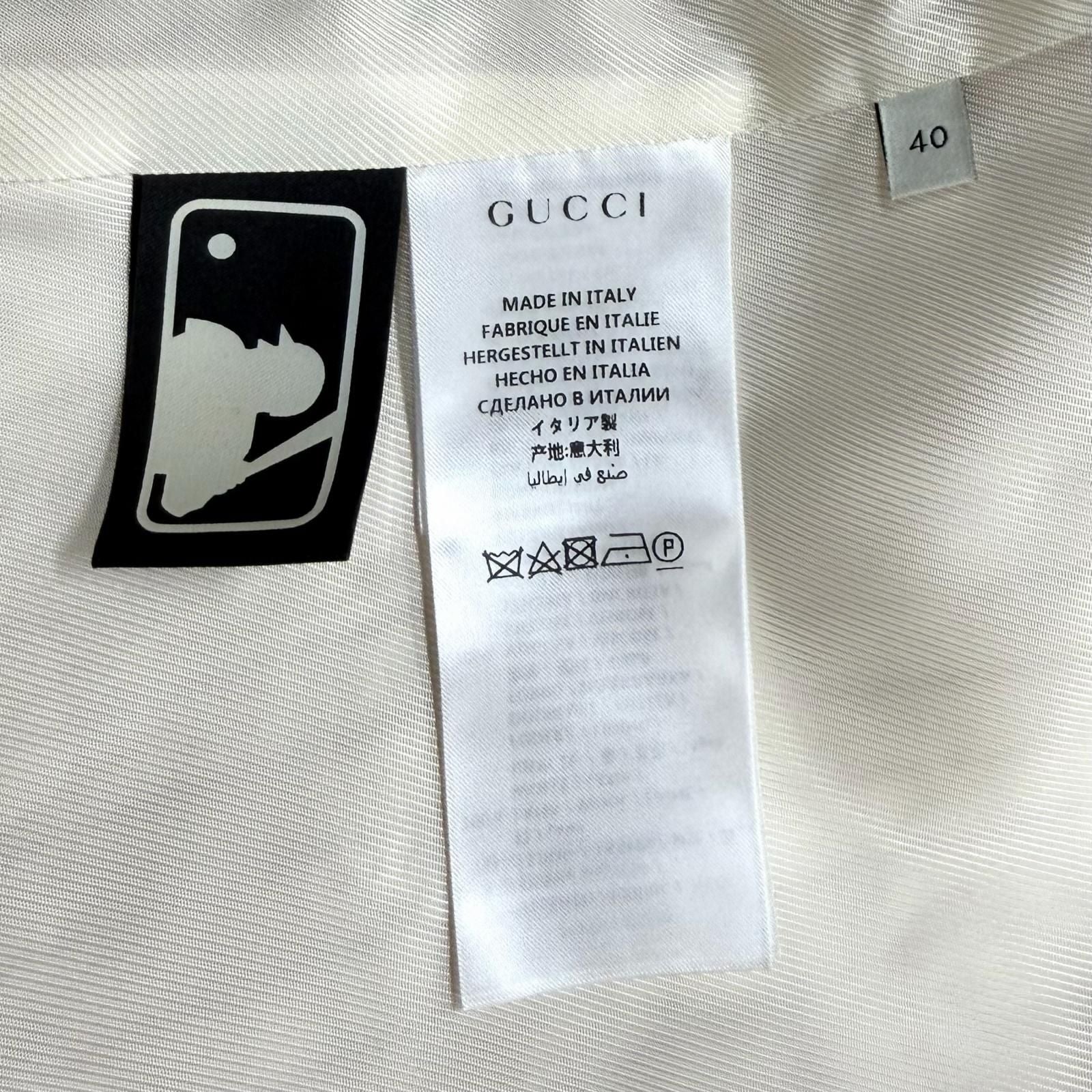 Gucci New York Yankees Wool Interlocking Striped Jacket Beige Red 40 — view 9
