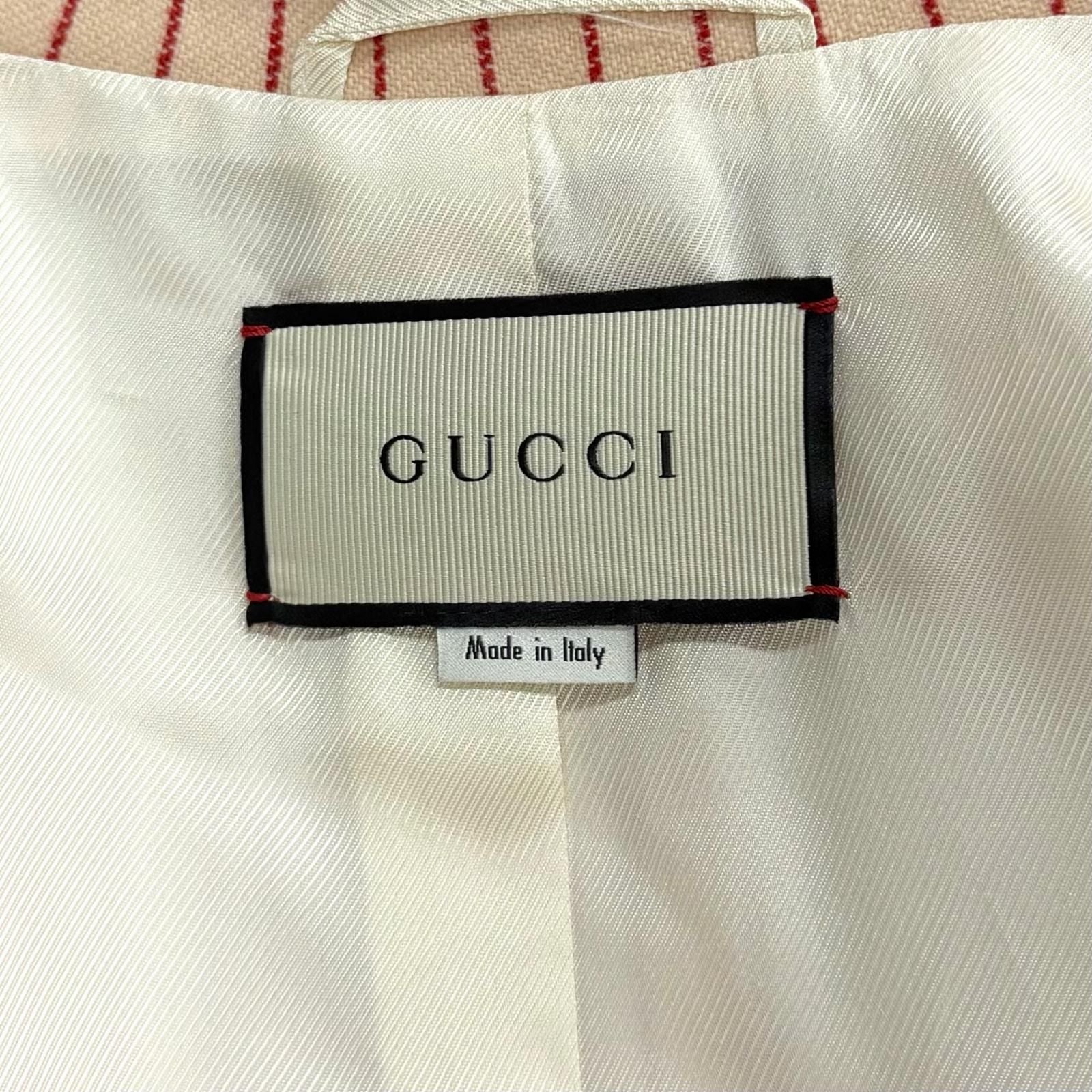 Gucci New York Yankees Wool Interlocking Striped Jacket Beige Red 40 — view 8