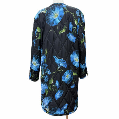 Dolce & Gabbana Floral Print Lining Leopard Pattern Quilted Coat Black Blue 40 — view 3