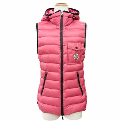 Moncler Glyco Logo Patch Hooded Zip Up Vest Pink 1 Recommended