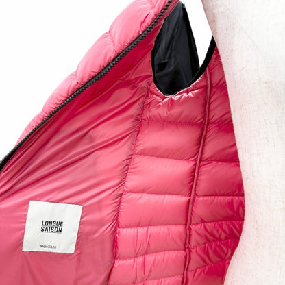Moncler Glyco Logo Patch Hooded Zip Up Vest Pink 1 Recommended — view 5