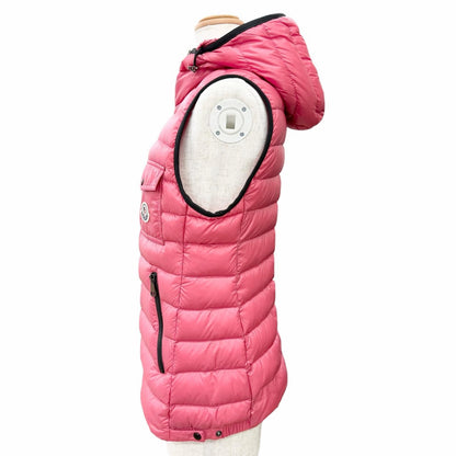 Moncler Glyco Logo Patch Hooded Zip Up Vest Pink 1 Recommended — view 2