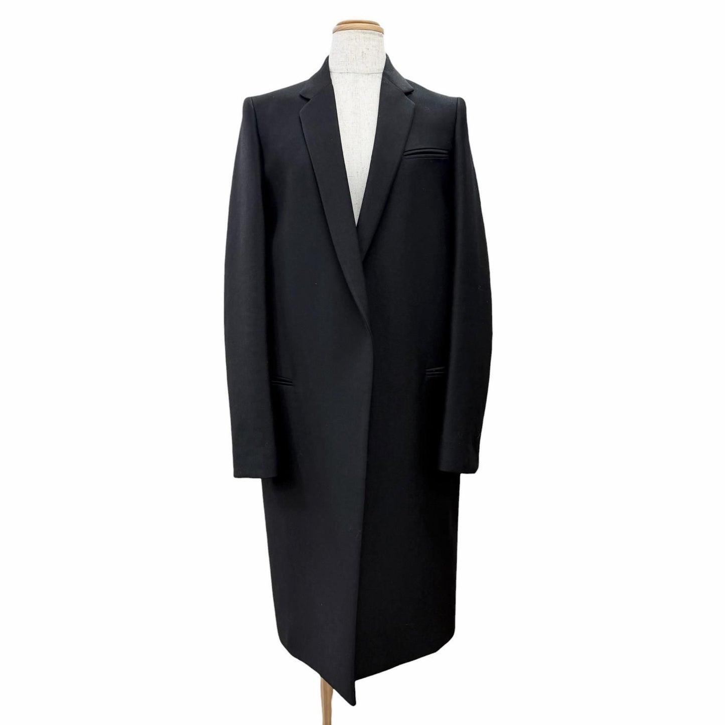 Celine 2 Phoebe Philo Era Crombie Wool Long Coat Black 34