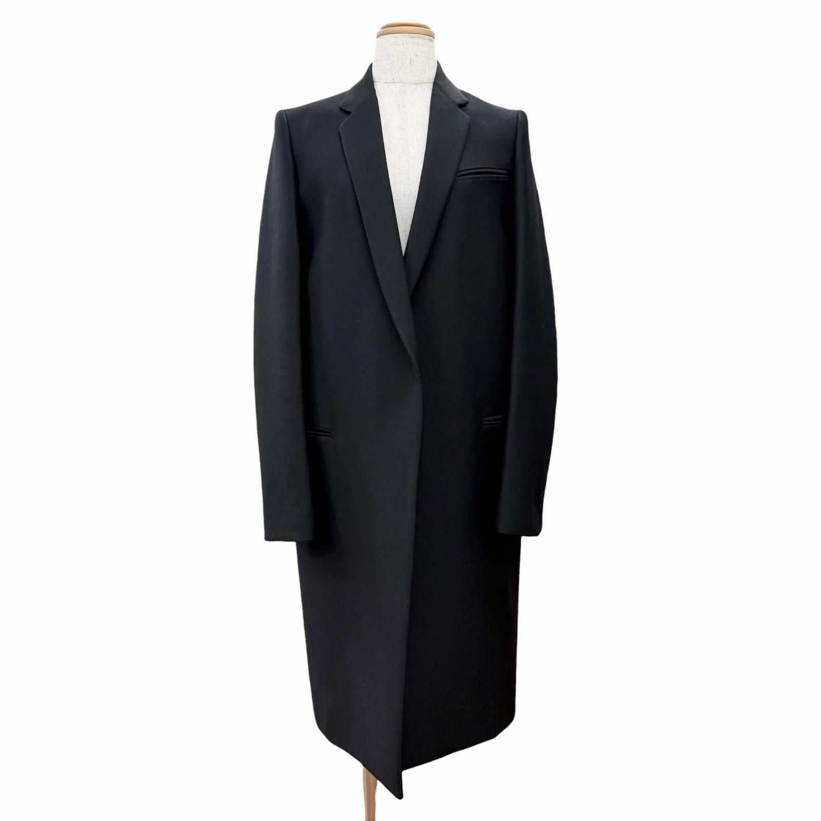 Celine 2 Phoebe Philo Era Crombie Wool Long Coat Black 34