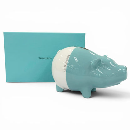 Tiffany & Co Piggy Bank Ceramic Logo Interior Blue White — view 2