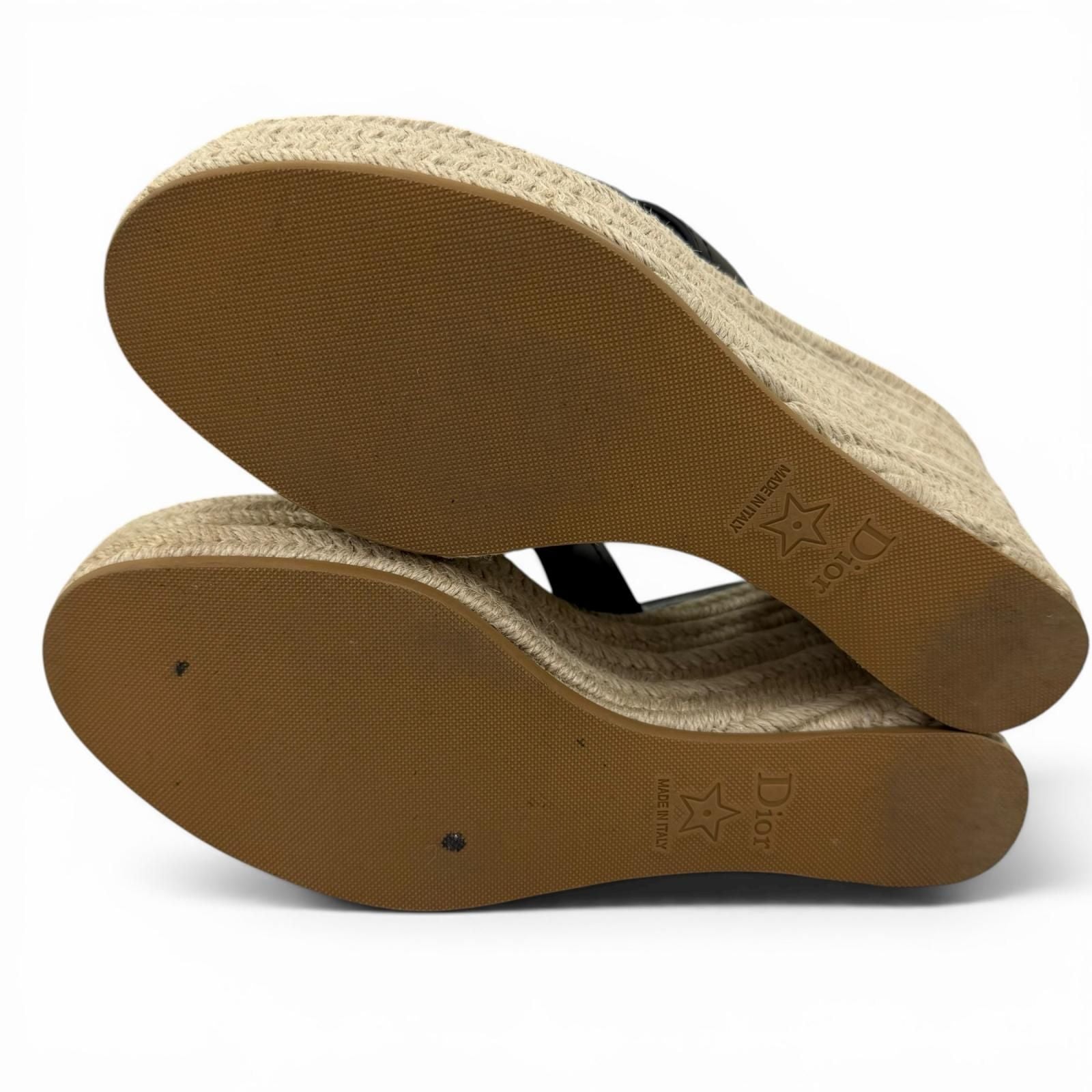 Dior Montaigne CD Buckle Wedge Sole Leather Sandals Black — view 8