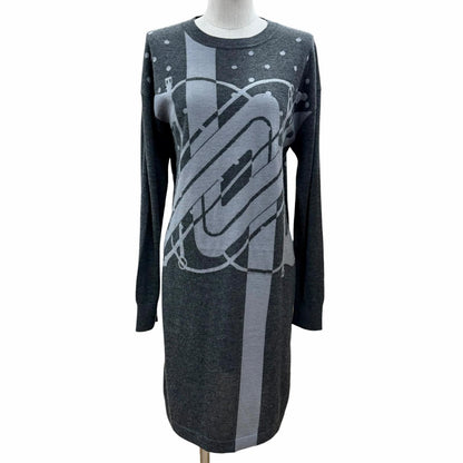 Hermes Clic Clac Cashmere Silk Long Sleeve Knit Dress Gray 40