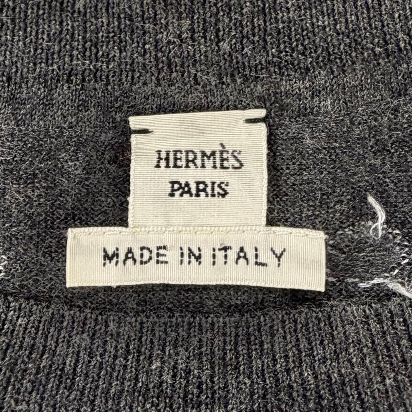 Hermes Clic Clac Cashmere Silk Long Sleeve Knit Dress Gray 40 — view 6