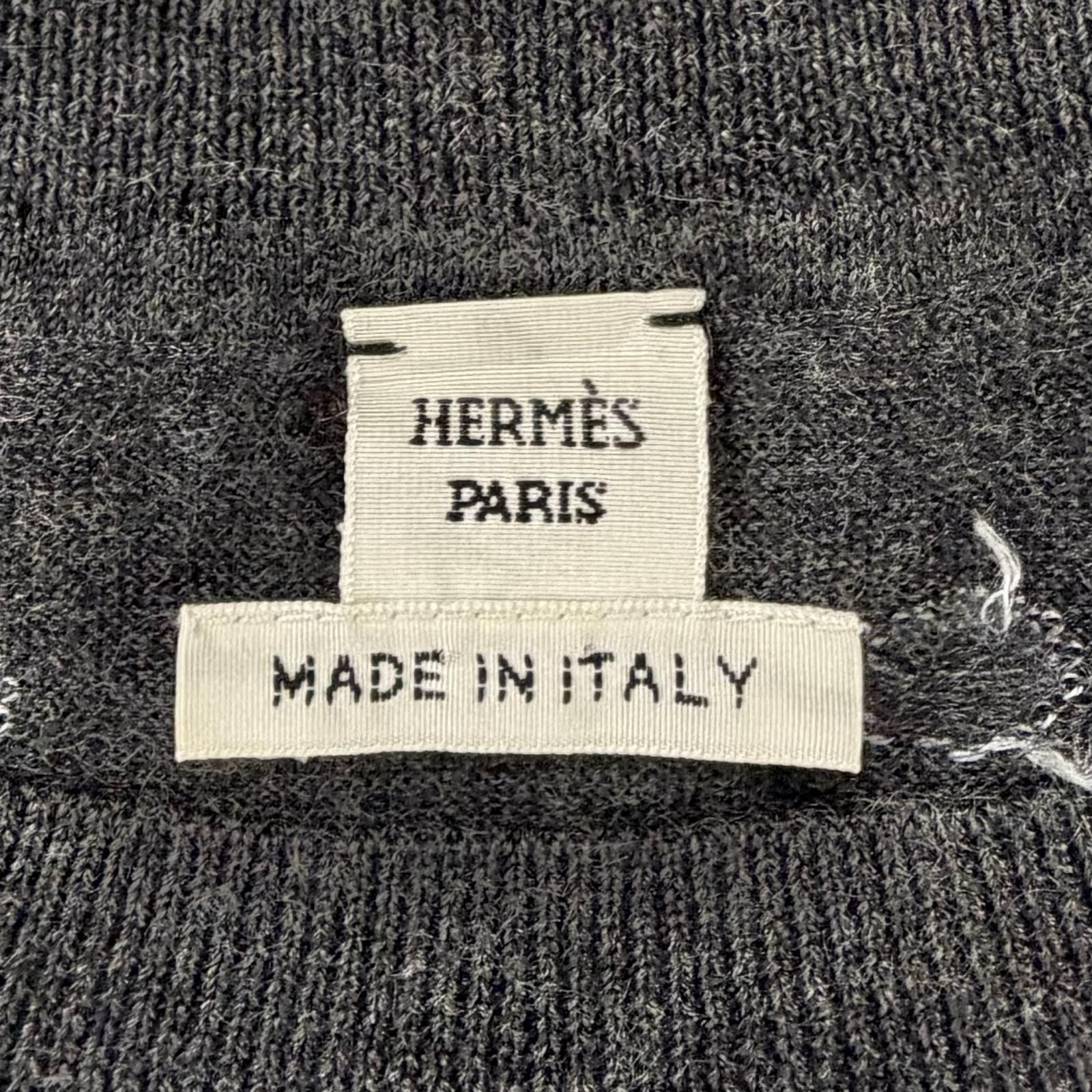 Hermes Clic Clac Cashmere Silk Long Sleeve Knit Dress Gray 40 — view 6
