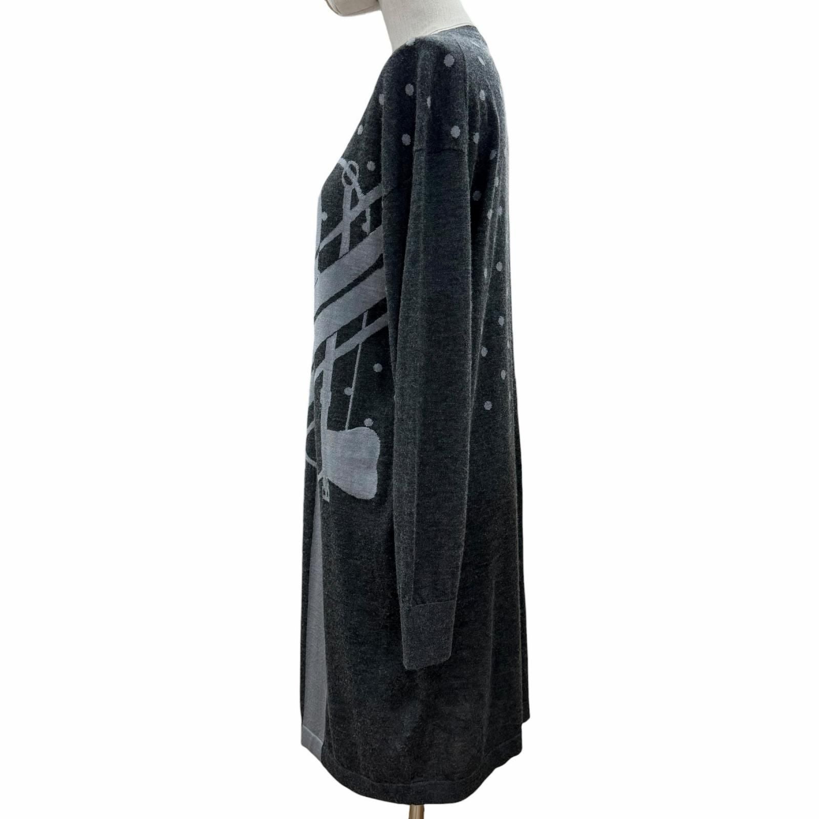 Hermes Clic Clac Cashmere Silk Long Sleeve Knit Dress Gray 40 — view 2