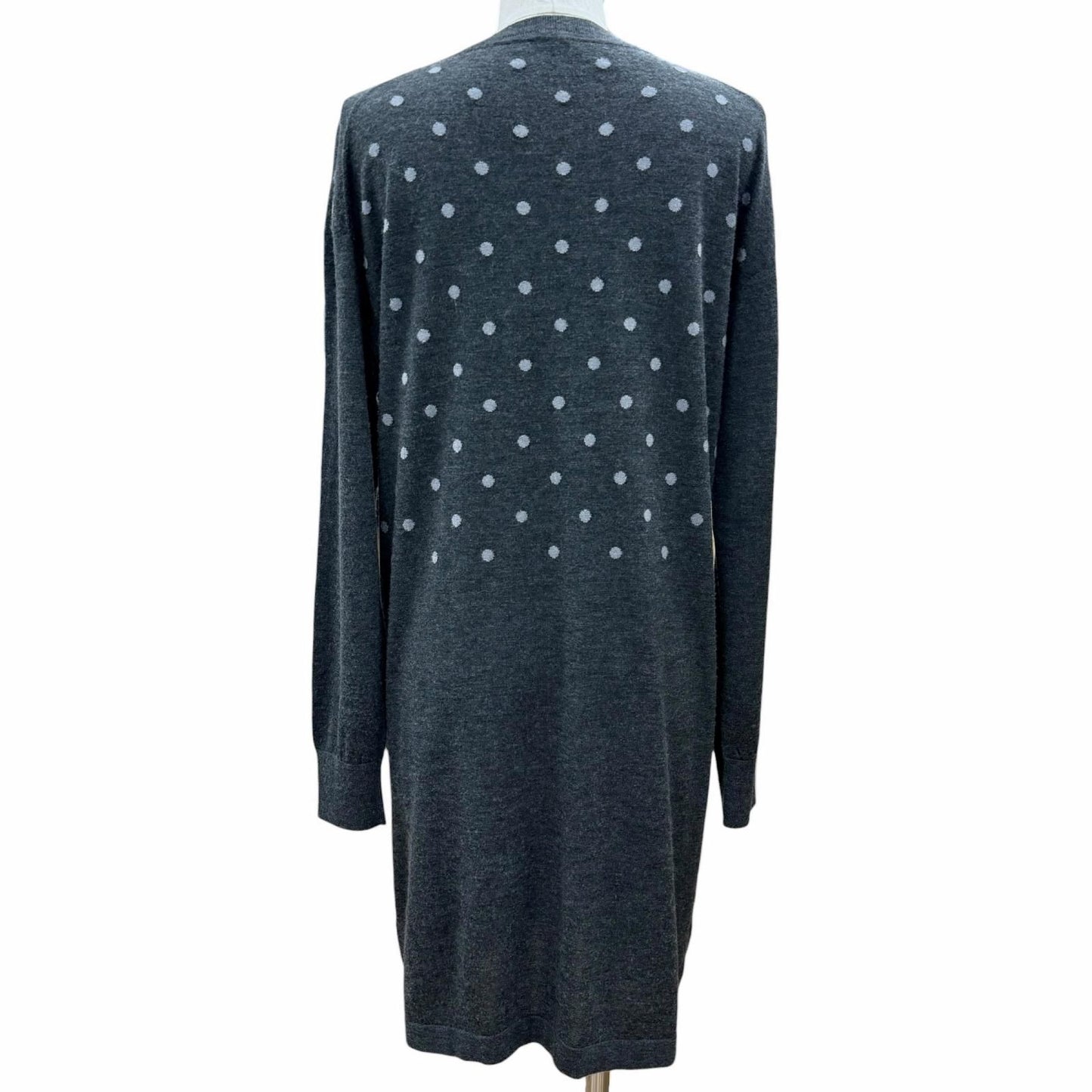 Hermes Clic Clac Cashmere Silk Long Sleeve Knit Dress Gray 40 — view 3