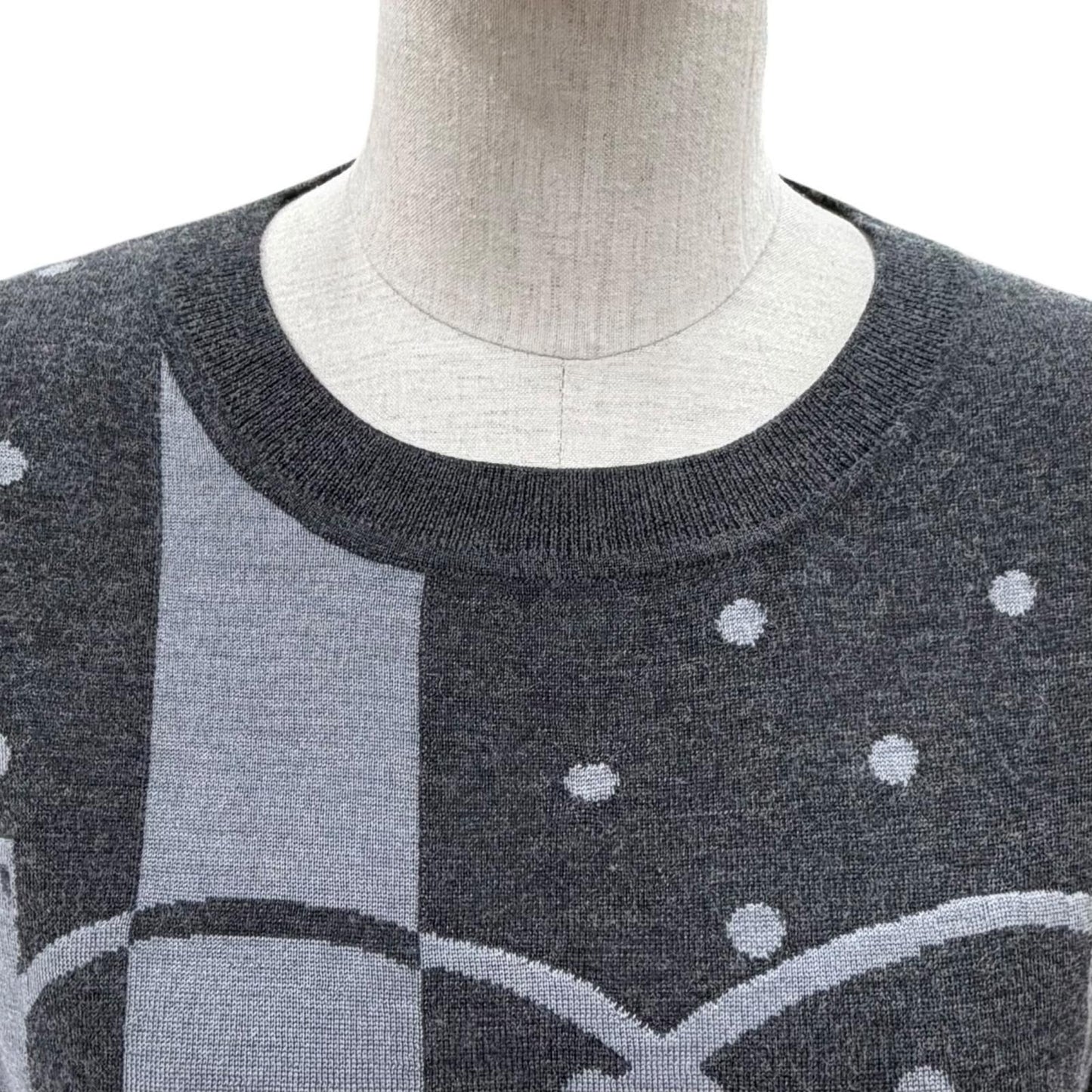 Hermes Clic Clac Cashmere Silk Long Sleeve Knit Dress Gray 40 — view 4