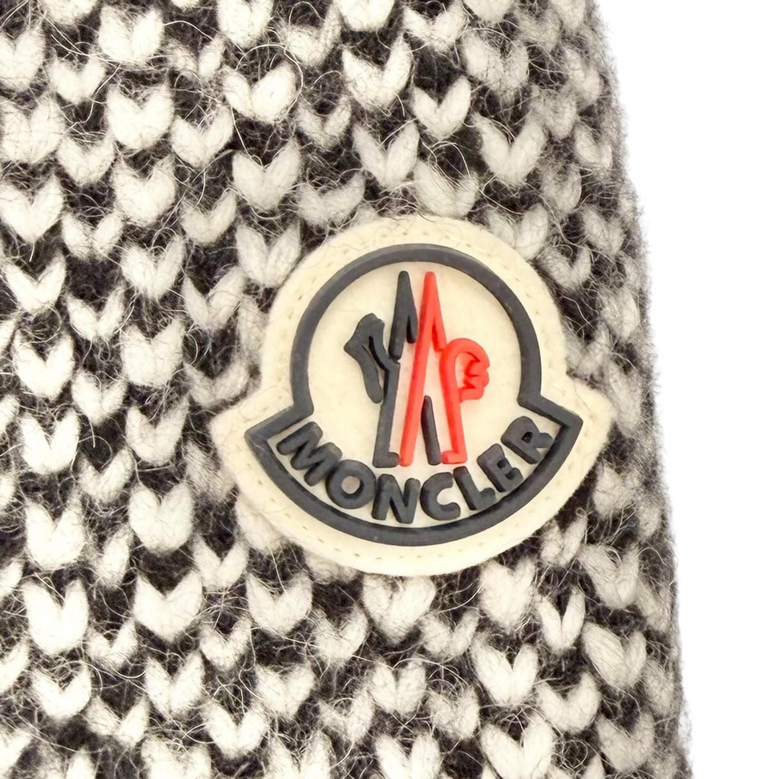 Moncler Hyoseris Alpaca Blend Logo Patch Sleeve Fringe Knit Down Jacket Black 0 — view 6