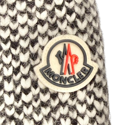 Moncler Hyoseris Alpaca Blend Logo Patch Sleeve Fringe Knit Down Jacket Black 0 — view 6