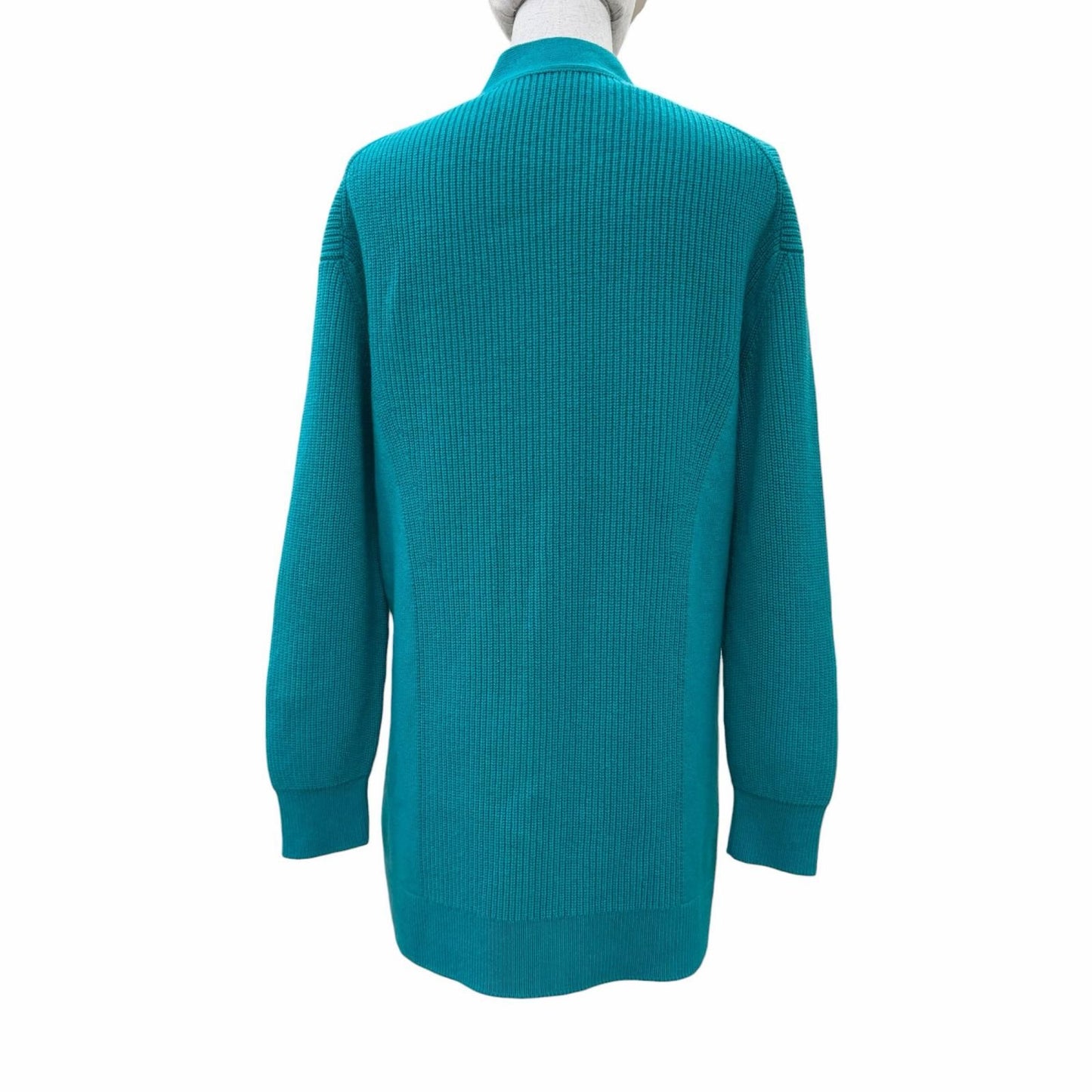 Hermes Cashmere Series Button Oversize Long Sleeve Knit Cardigan Blue Green 34 — view 3