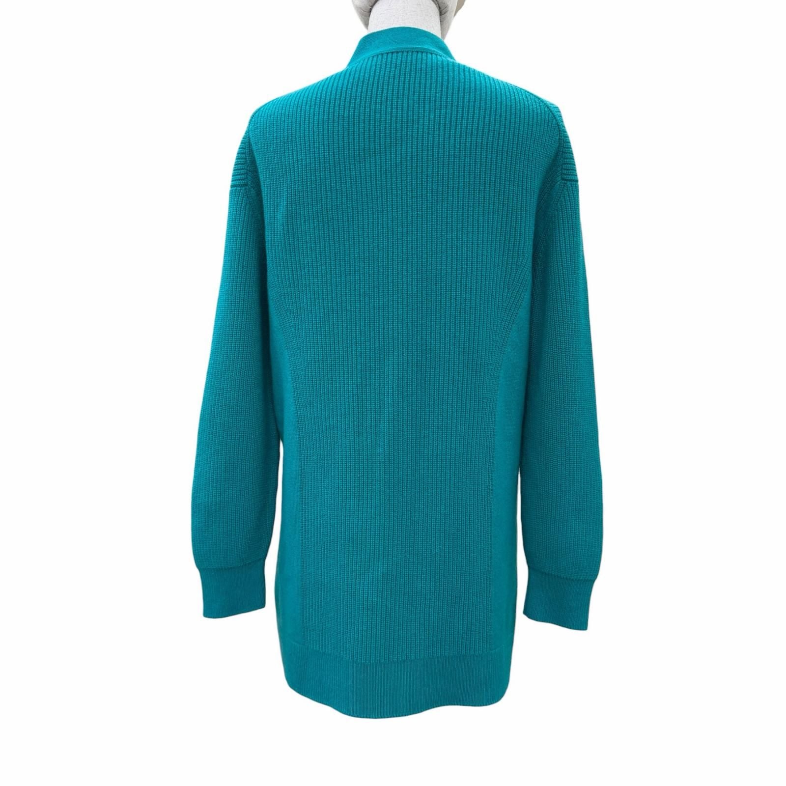 Hermes Cashmere Series Button Oversize Long Sleeve Knit Cardigan Blue Green 34 — view 3